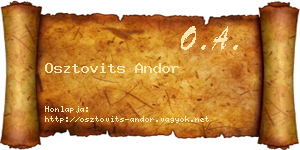 Osztovits Andor névjegykártya